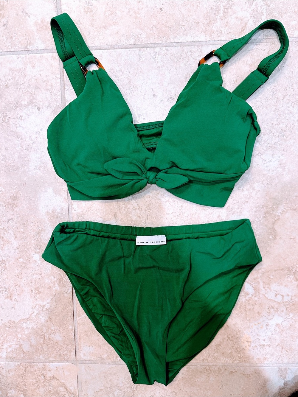 Robin Piccone Emerald Green Knot-Front Bikini Set